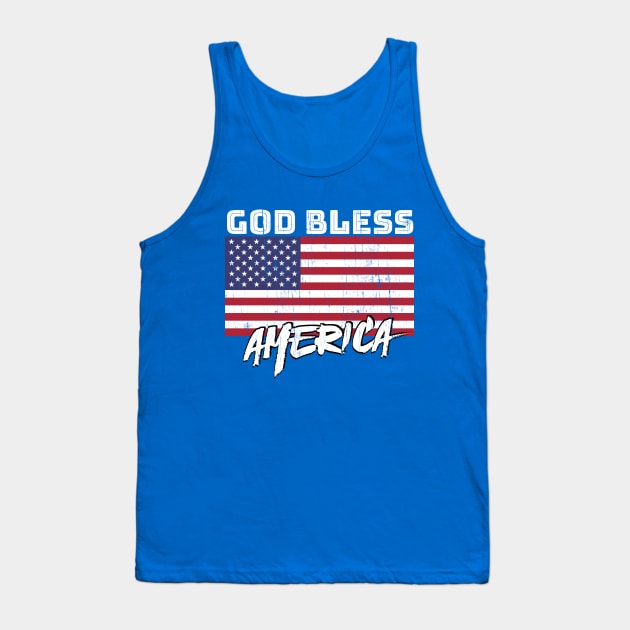 God bless America, 4th of July USA flag patriotic Tank Top by benyamine